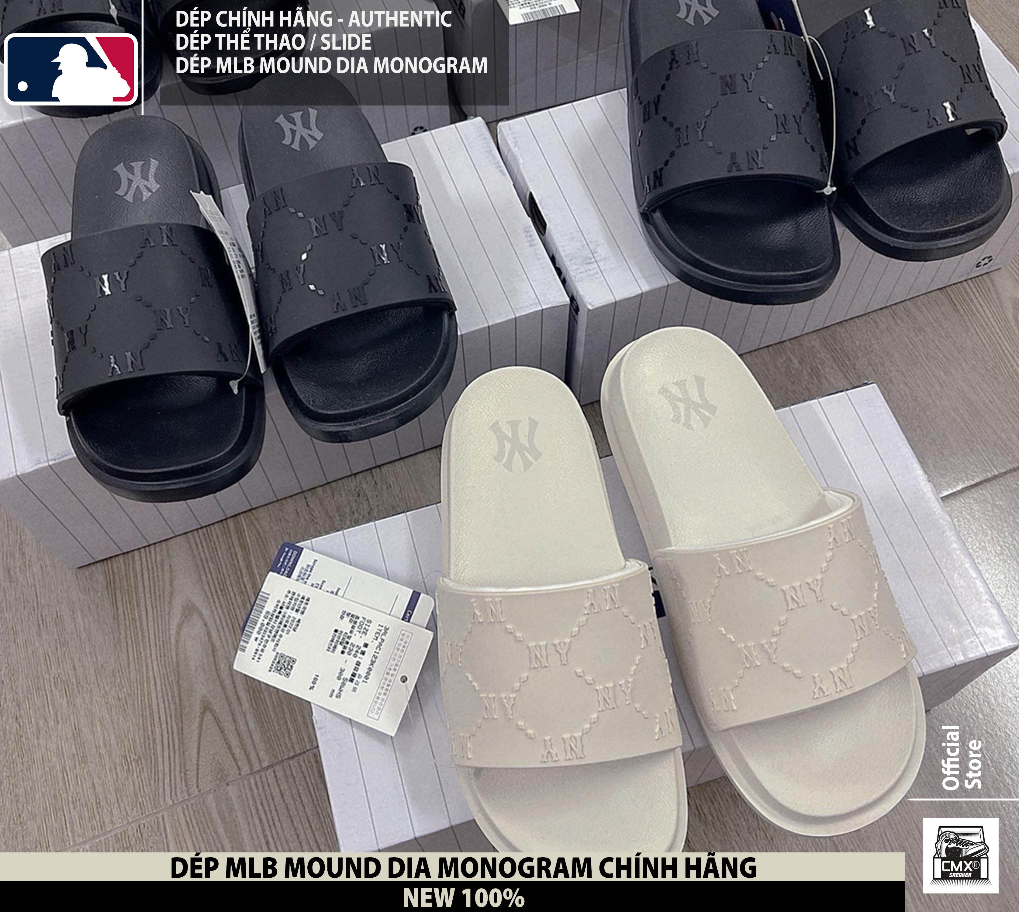 😘 [ HÀNG CHÍNH HÃNG CÓ SẴN CẬP NHẬT THƯỜNG XUYÊN ] Dép MLB CHUNKY MOUND DIA MONOGRAM - REAL AUTHENTIC 100%