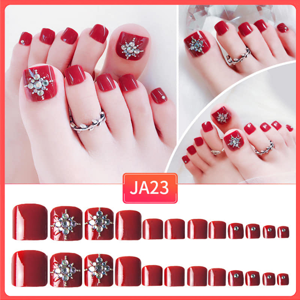 Bộ 24 Móng chân giả , nail giả , móng giả C19 (kèm keo dán)