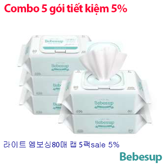Combo 5 gói khăn giấy ướt Hàn Quốc cho da bé sơ sinh- Light80