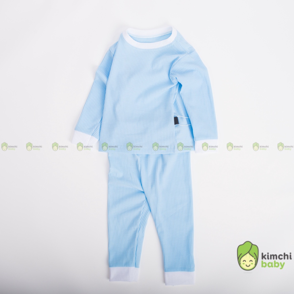[SALE] Bộ Dài Tay Cho Bé Trai, Bé Gái Minky Mom Vải Thun Gân Phối Viền Cổ 1CM, Đồ Bộ Cho Bé Mặc Nhà Thu Đông MKMTD2143