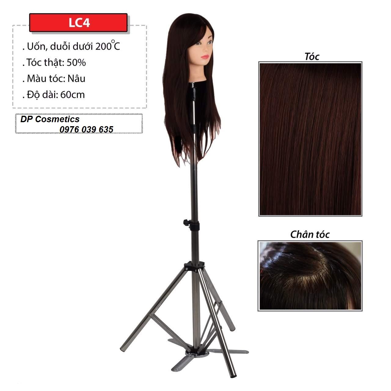 [HCM]Đầu tóc giả LC4 ( Đầu ken ) 50% tóc thật