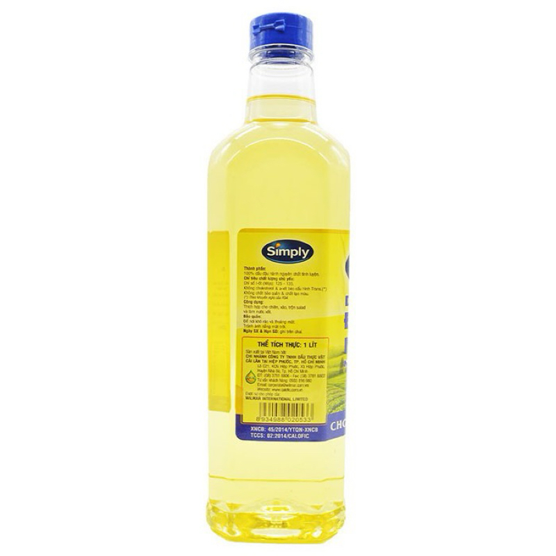 Dầu ăn Simply 1L hàng chính hãng