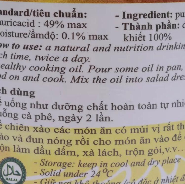 TINH DẦU DỪA HỮU CƠ ÉP LẠNH VIOFL -  HŨ 500ML