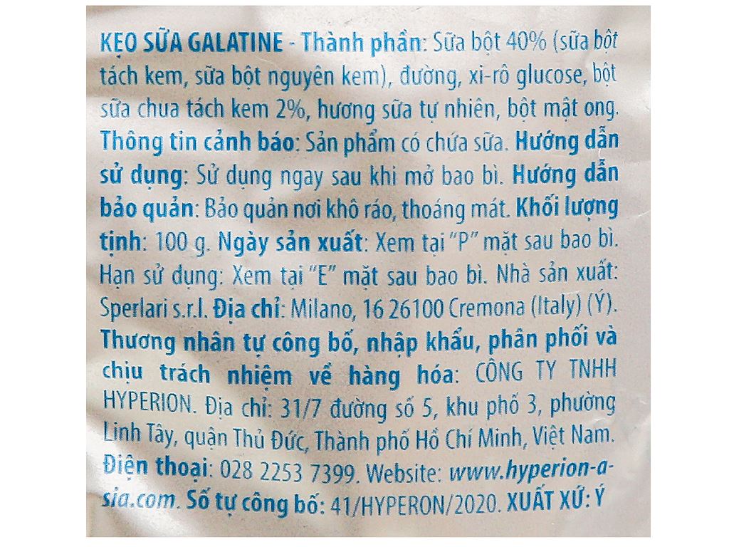 KẸO SỮA GALATINE GÓI 100GR VỊ SỮA / DÂU/ SOCOLA - 01732