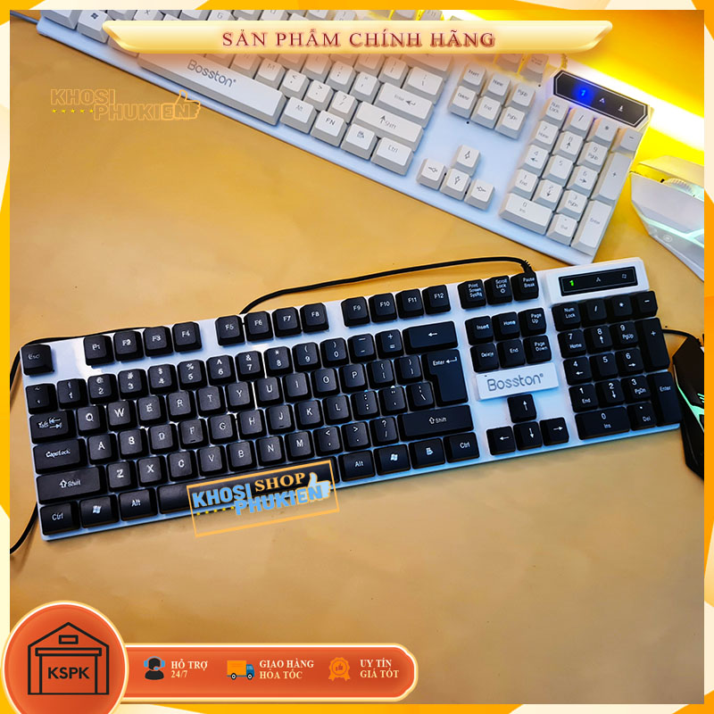 [ Tặng lót ] Combo bàn phím và chuột giả cơ Boston 8310 Đèn LED đa màu