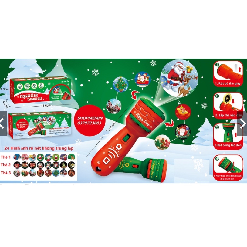 Đèn pin chiếu hình Noel cho bé