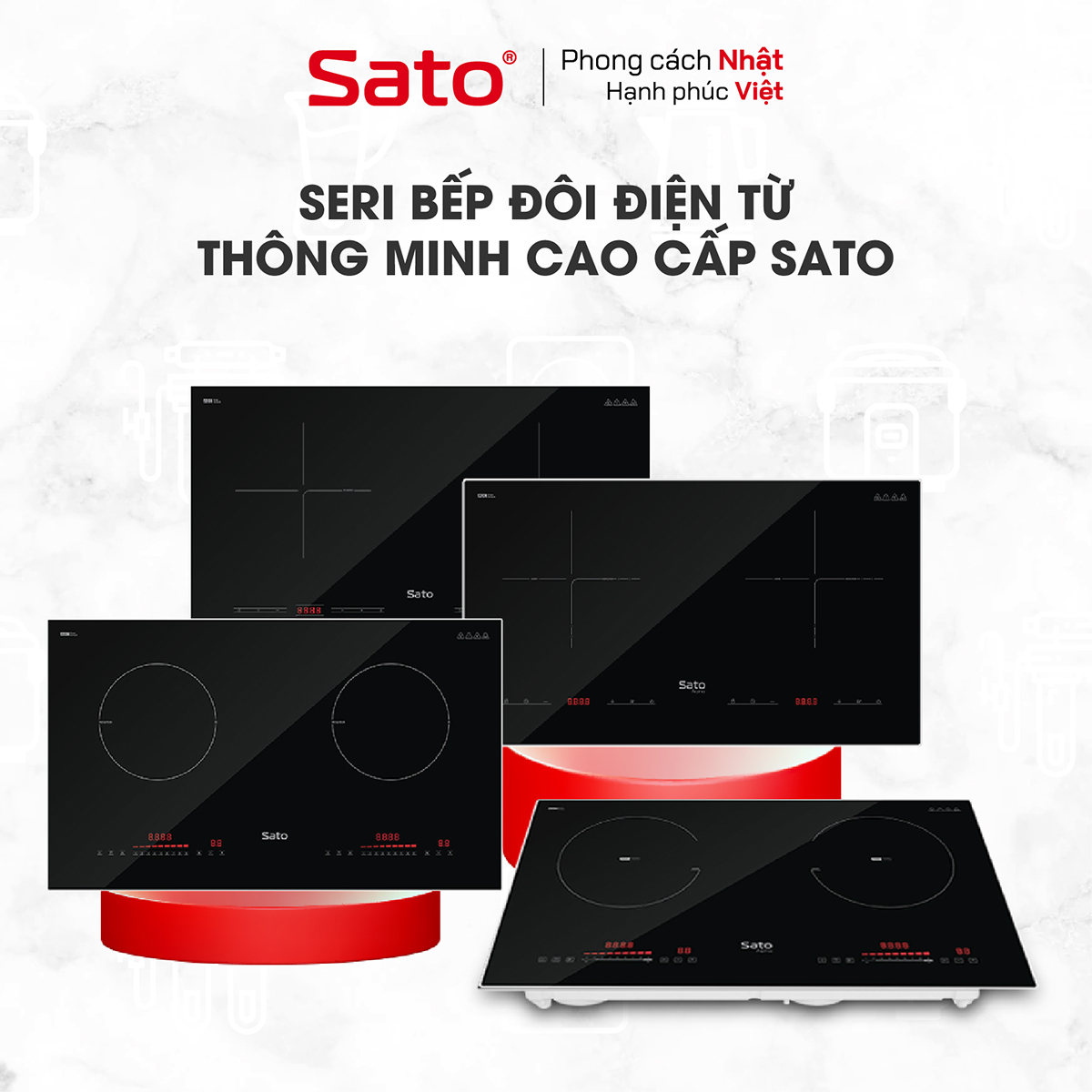Seri bếp từ đôi thông minh cao cấp Sato