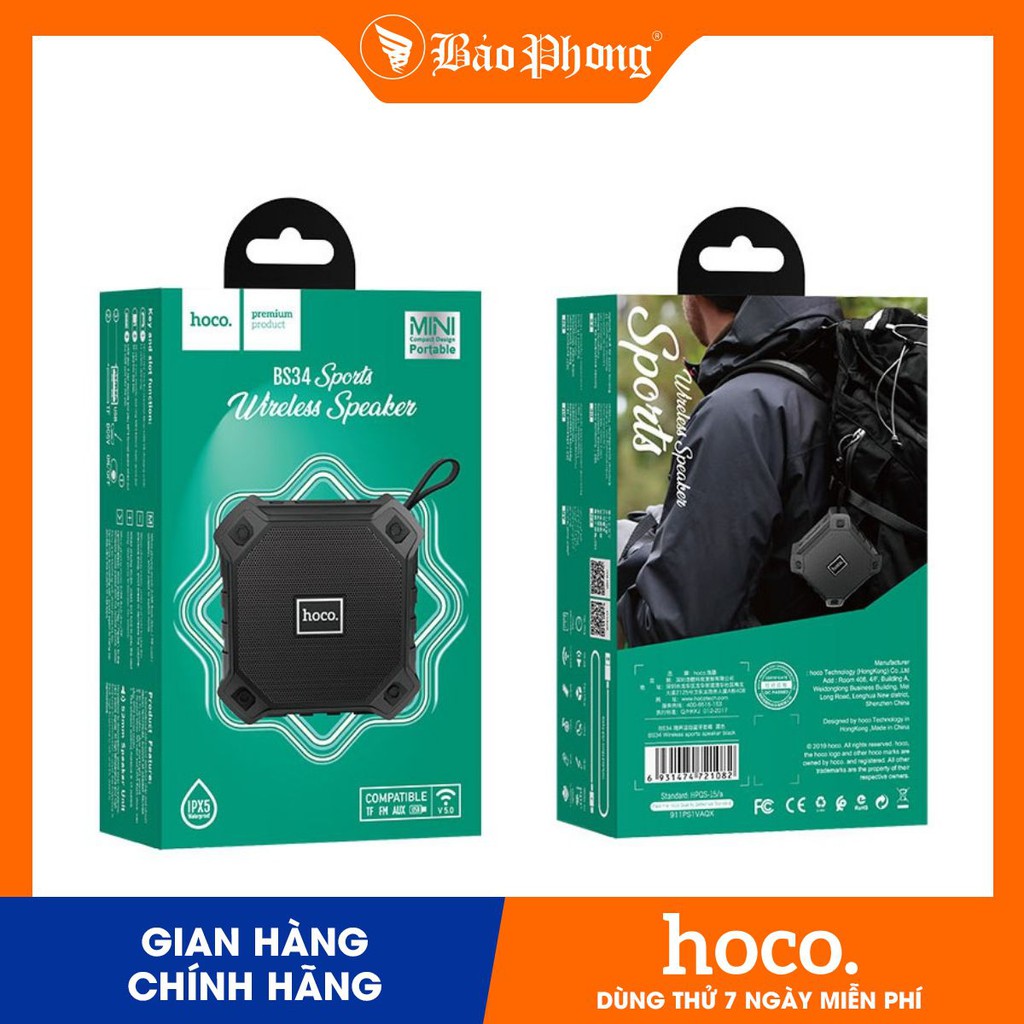 Loa Bluetooth Thể Thao Hoco BS34 Kết nối bluetooth 5.0
