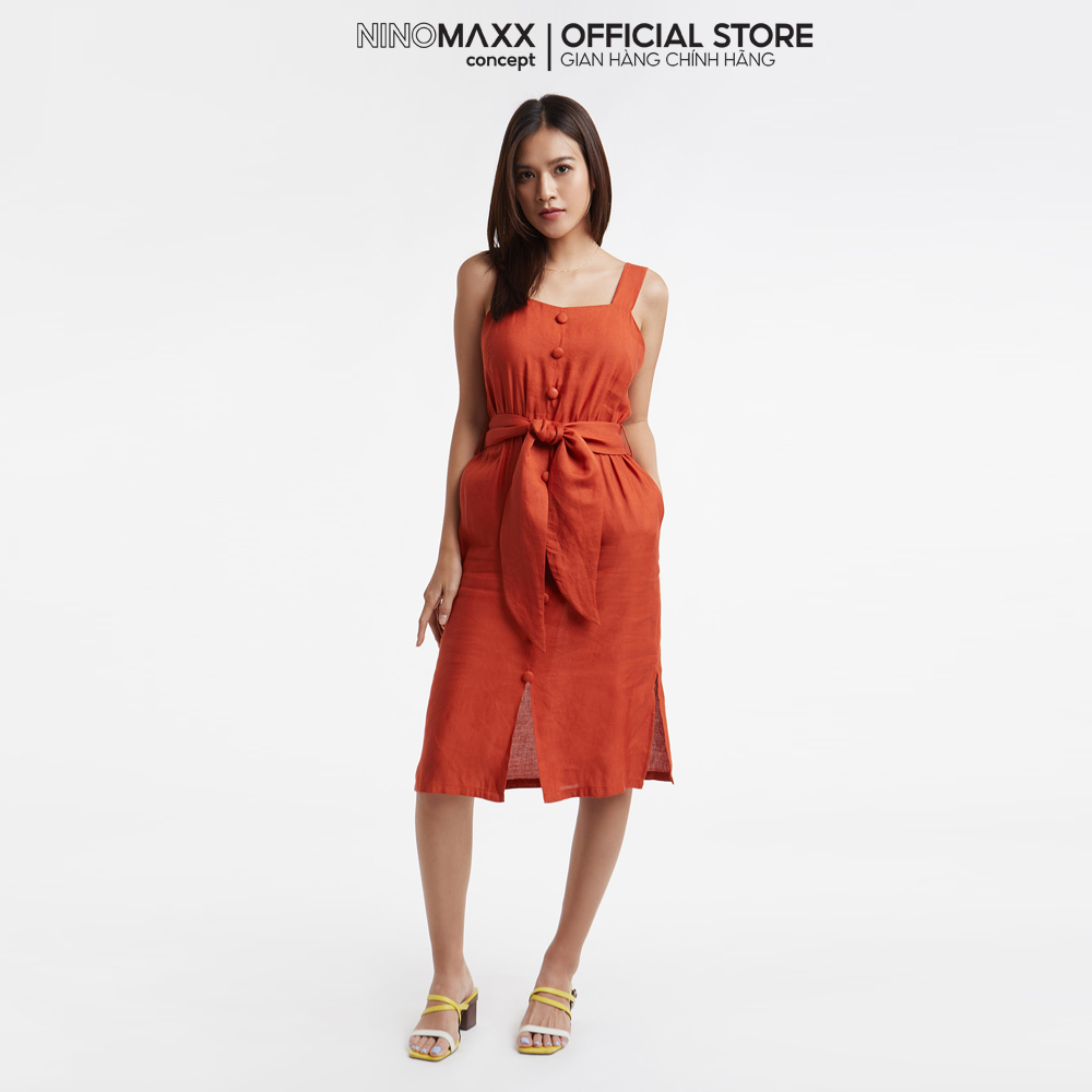 N&M Đầm thời trang Nữ Linen thắt nơ 2002012