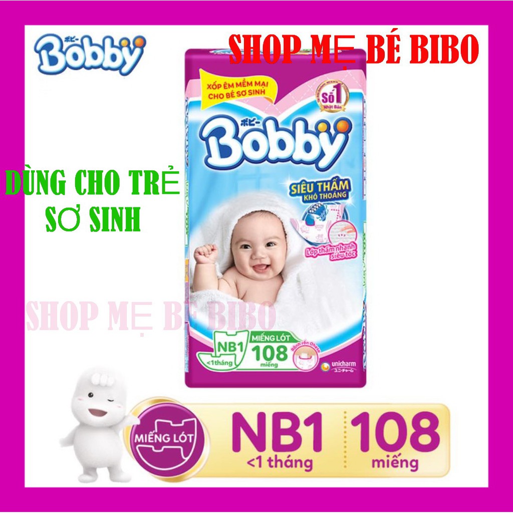 Miếng lót cho bé sơ sinh Bobby Newborn 1-108 miếng