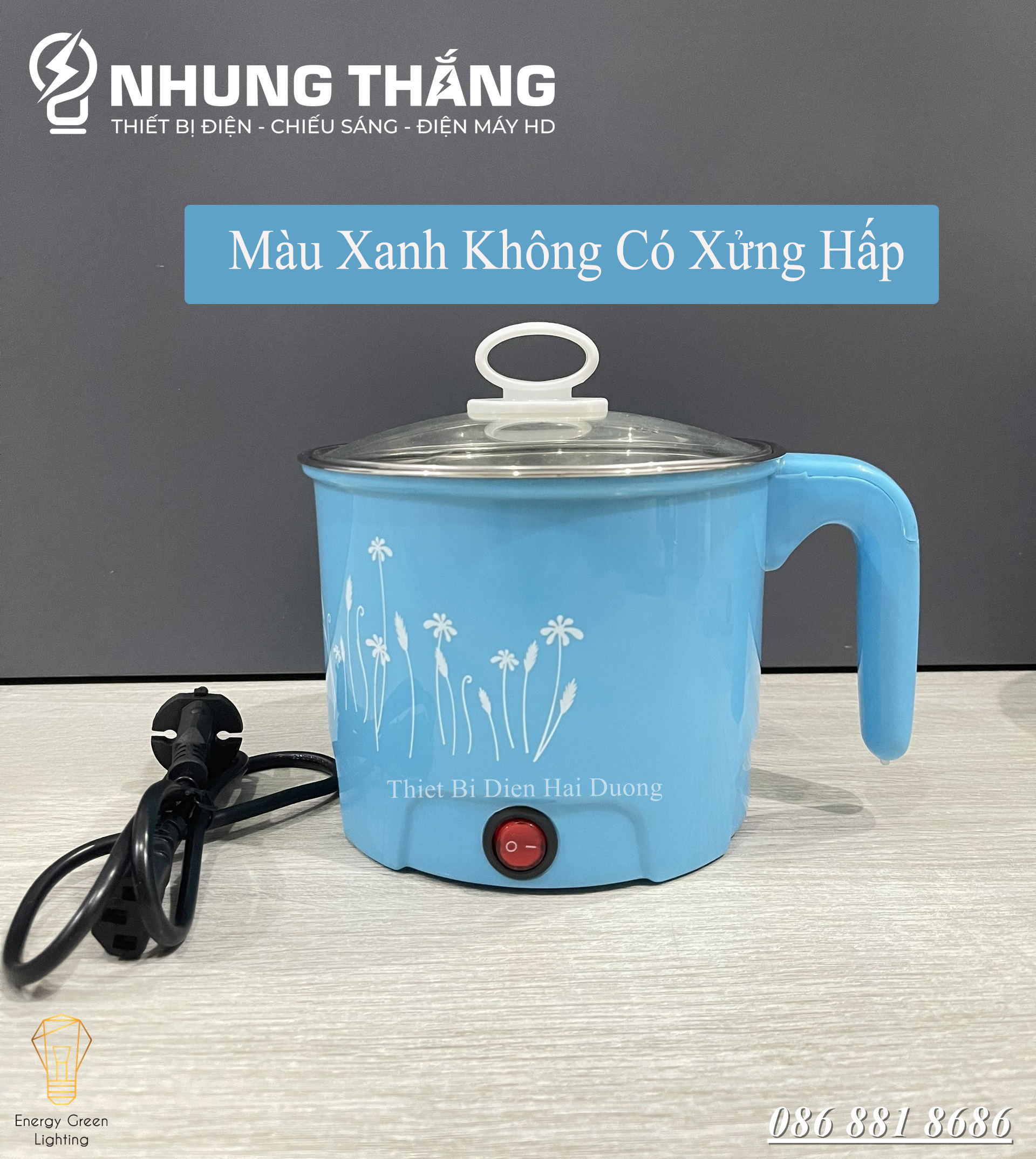 Nồi nấu mì siêu tốc, nồi lẩu điện mini 1-2 người ăn 1,8L size 18cm Lòng nồi inox an toàn LD-182 - Bảo hành đổi mới 1 năm