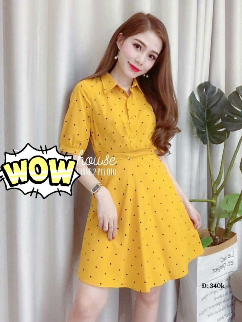 Đầm sơ mi chấm bi xinh xắn