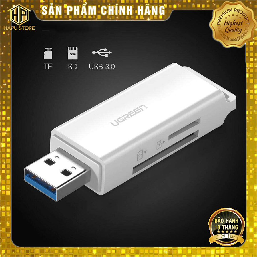 Đầu đọc thẻ nhớ sd/tf cổng usb 3.0 ugreen 40752 - 40753 chính hãng - hapustore