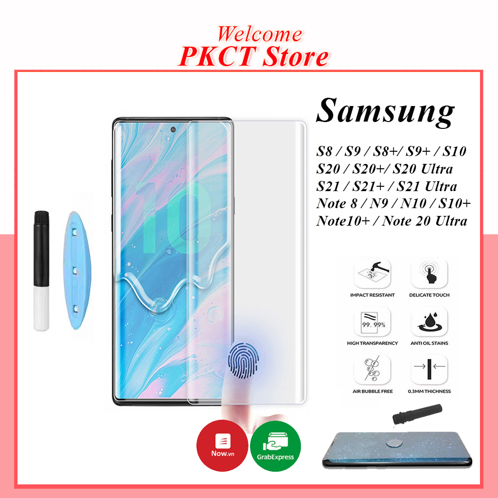 Cường lực samsung S23 Ultra S23+ S8 S8+ S9 S9+ S10 5G S10+ S20 S20+ S20ultra s21 S21+ S21ultra Note8 Note9 Note10 Note10+ Note20 Note 20ultra - Kính UV Full Keo