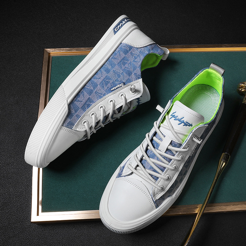 Giày Nam, Giày Sneaker Nam Vải Bò Phối Da Cao Cấp