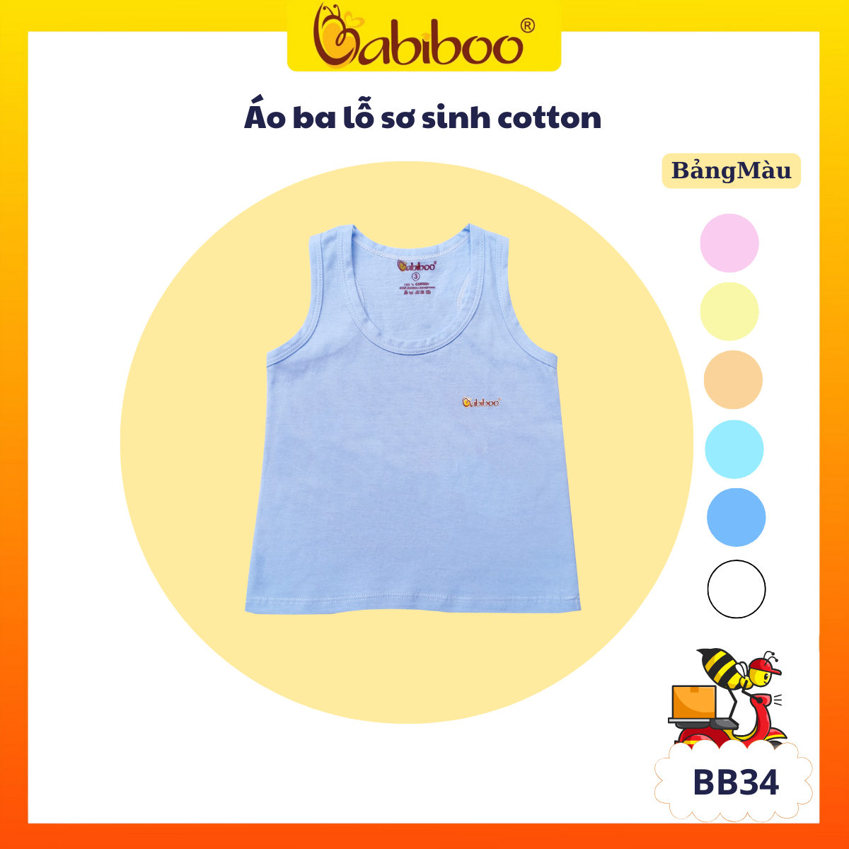 Áo ba lỗ cho bé Babiboo áo ba lỗ bé trai vải cotton mềm mại, mịn mát mặc hè BB34