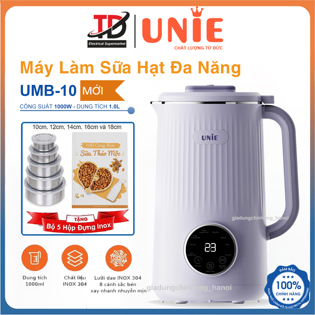 Máy làm sữa hạt đa năng unie umb10, lưỡi dao inox 8 cánh, 1000w-1.0lit, hàng chính hãng