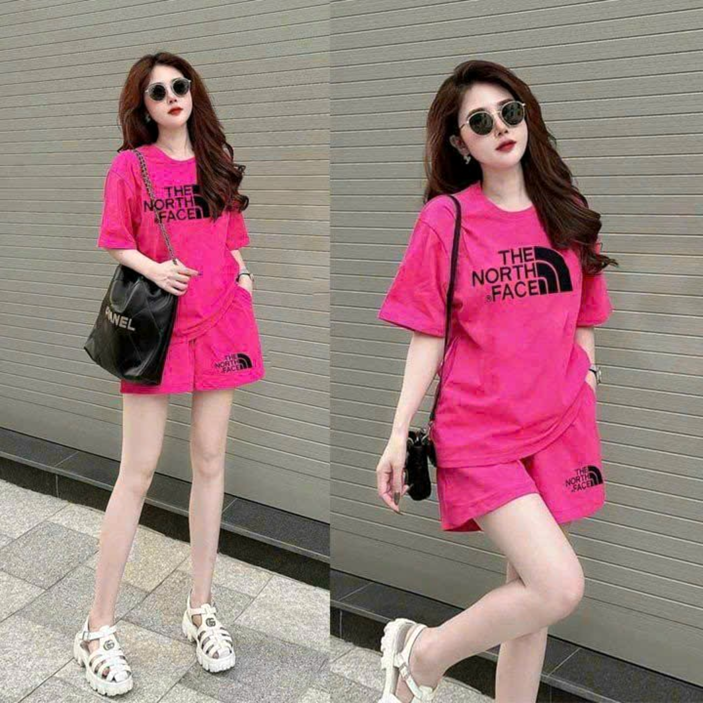 set đồ bộ short thun cotton thêu logo cao cấp