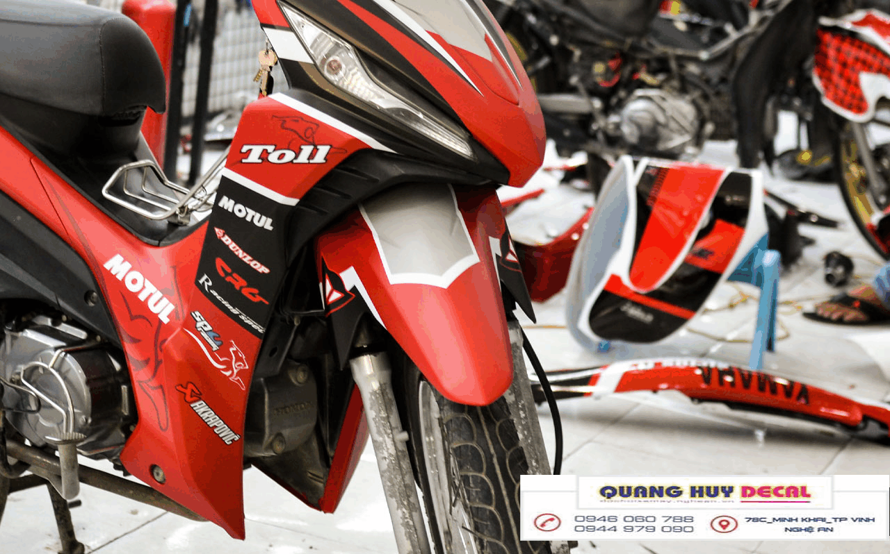 Tem trùm wave RSX đỏ đen cá tính chế  đẹp  - Tem trùm wave RSX đen chỉnh sửa thiết kế  -chế tem trùm wave RSX rẻ đẹp chất