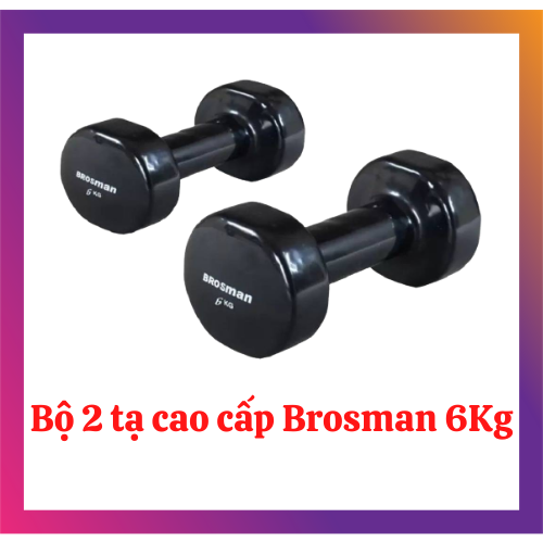Tạ tay 6kg Brosman nhập khẩu (Bộ 2 cái tạ sắt 6kg màu đen)
