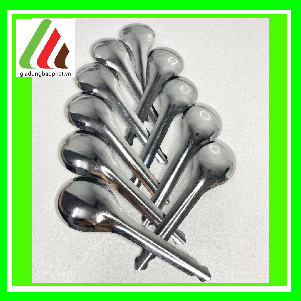 Bộ 10 muỗng / thìa soup bầu tròn inox truyền thống đơn giản sáng bóng dày dặn cán ngắn 16cm - thìa ăn cơm