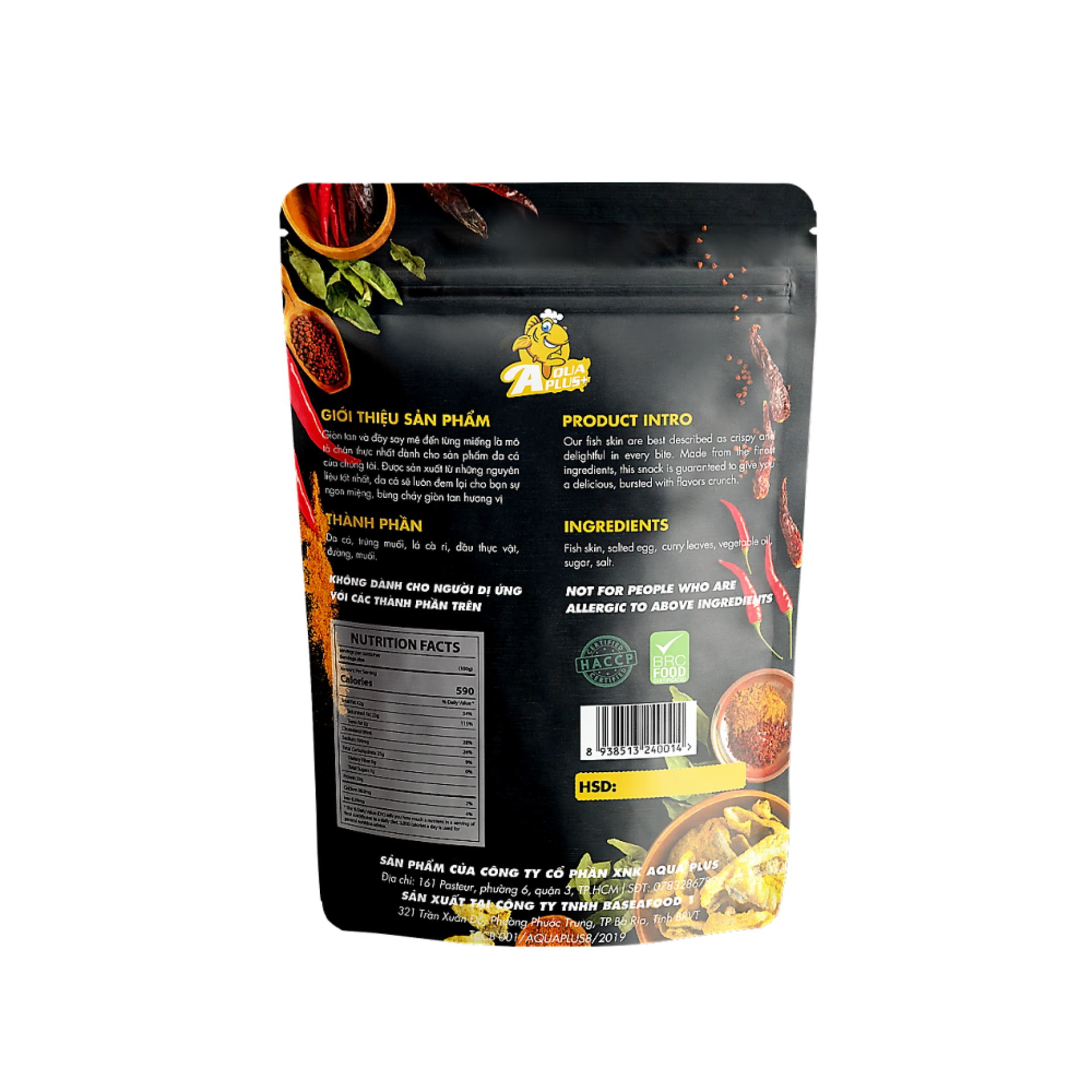 [HCM]Snack Da cá Basa lắc Trứng muối AQUAPLUS 50g