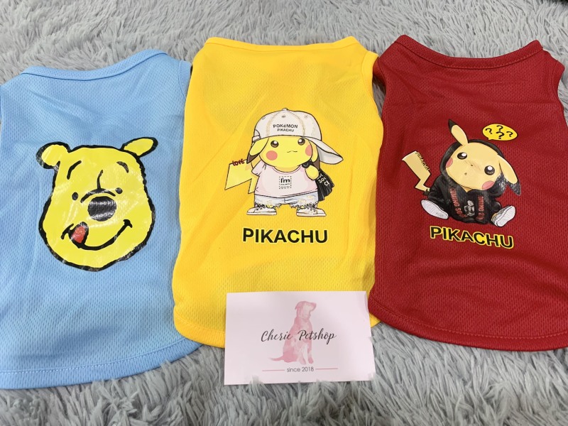 [SIZE TO] Áo thun hình Pikachu, gấu Pooh cho chó mèo