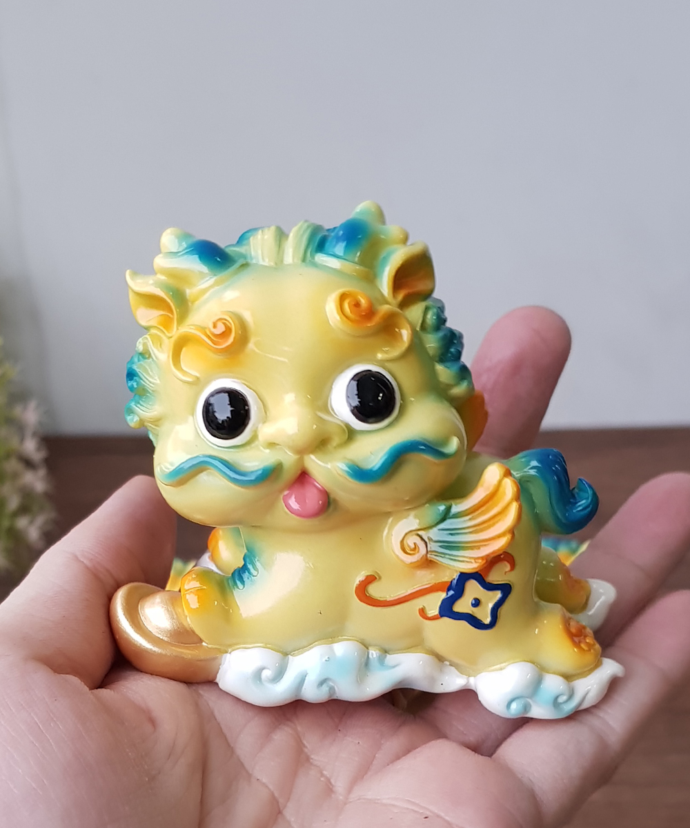 [HCM]Cặp Kỳ Lân sứ size lớn 8x7cm màu vàng