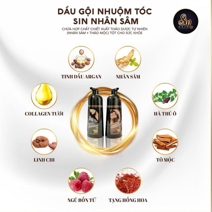 [Freeship]Dầu gội phủ bạc tóc sin hair- chuẩn- 500ml