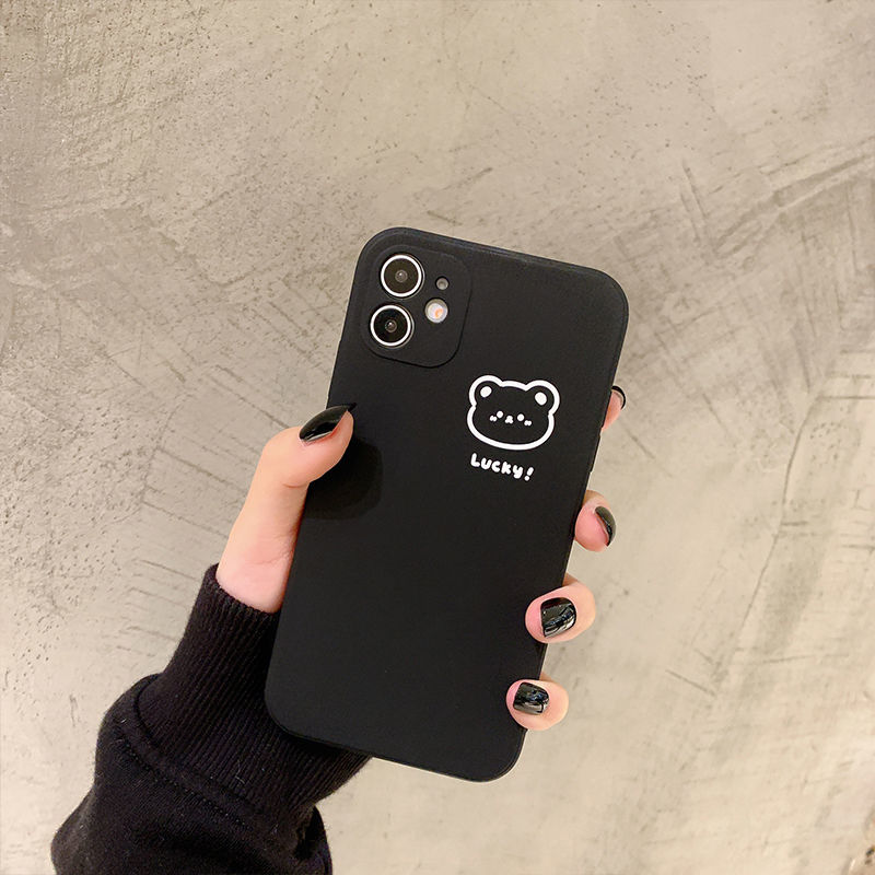 Ốp Lưng Silicon Màu Bảo Vệ CAMERA Bear Lucky