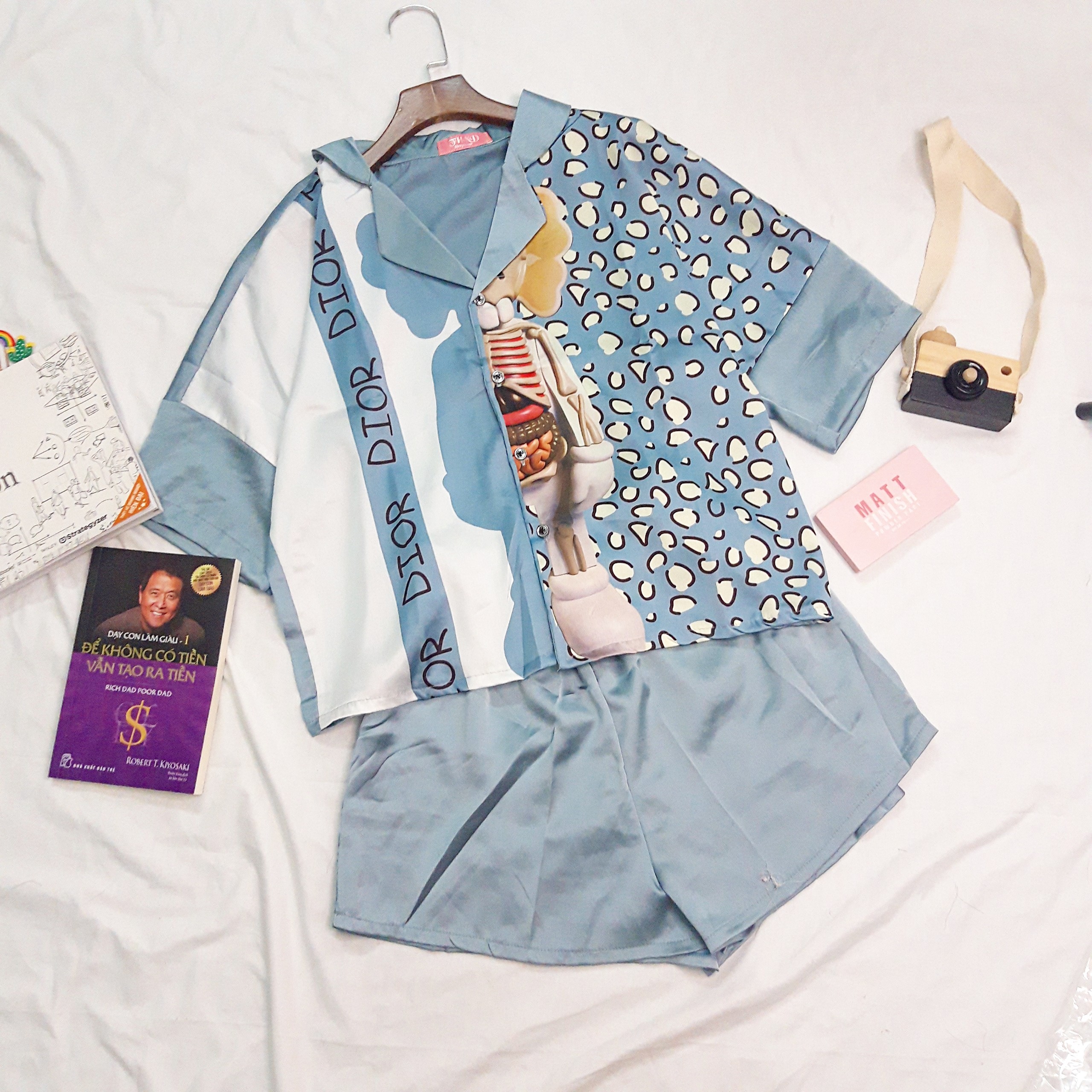 BỘ ĐỒ NGỦ PYJAMA ĐÙI DƠI 3D LỤA SATIN SIÊU HOT (NHIỀU MẪU)
