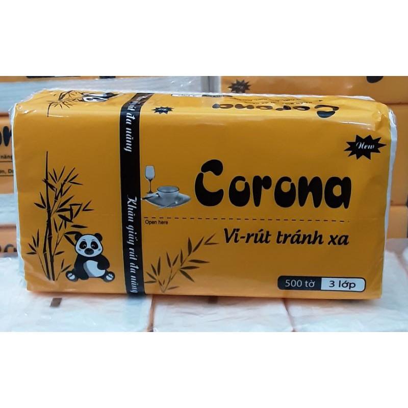 Giấy ăn gấu trúc corona-3 lớp 500 tờ