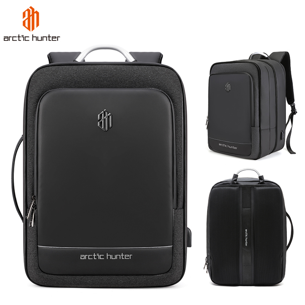 Balo laptop Arctic Hunter B00227 chất liệu oxford chống nước, kích thước 18 inch, khóa mở rộng như vali, cổng kết nối USB