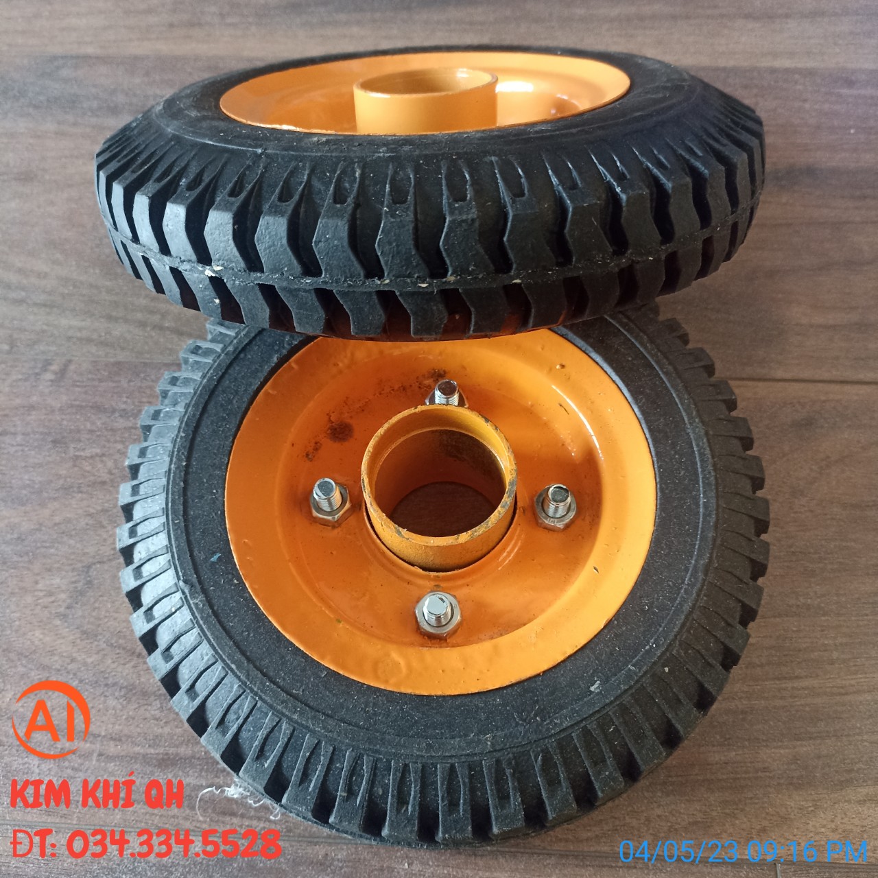 Bánh xe đẩy cao su  đường kính 205mmX bánh dày 57mm chịu tải trọng lớn 150kg/  ( bánh Đen Đỏ+ bánh Vàng đen)