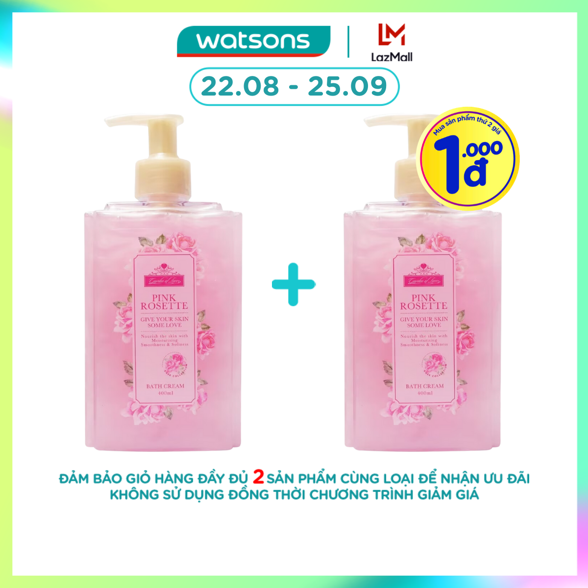 Kem tắm garden of love pink rosette bath cream 400ml