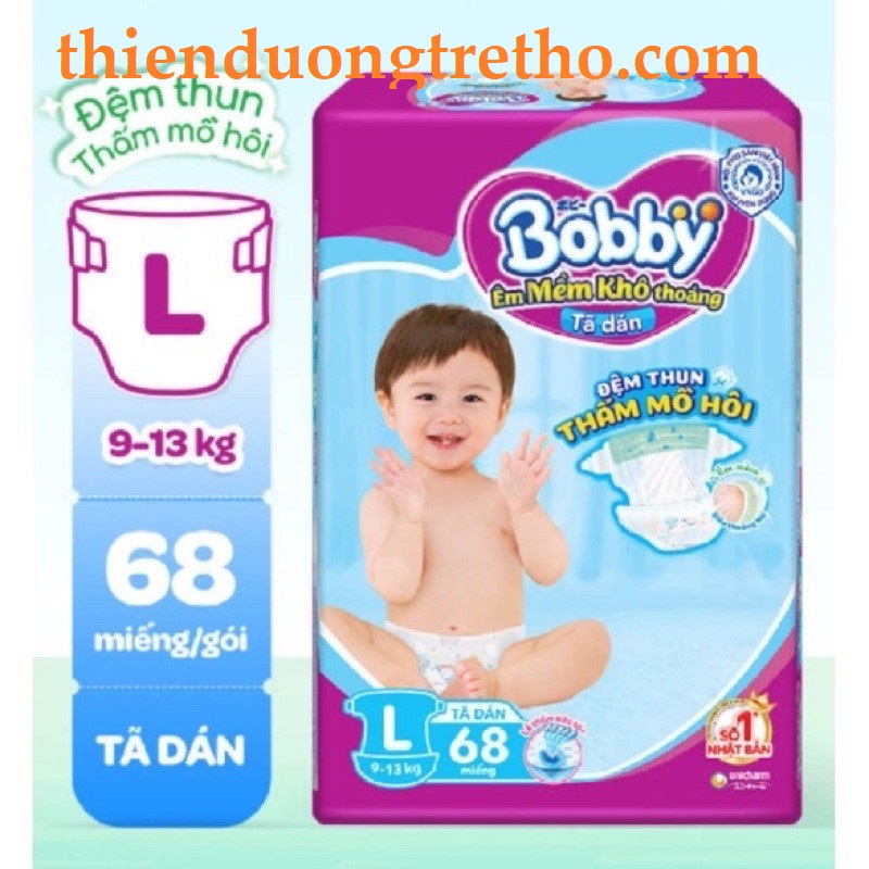 Tã dán bobby size m76/ l68/ xl62/ xxl56 mẫu mới đệm thun thấm mồ hôi