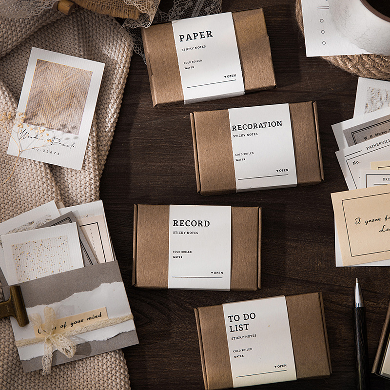 Giấy note trang trí sổ tay thư cổ điển set 50 tấm concept retro