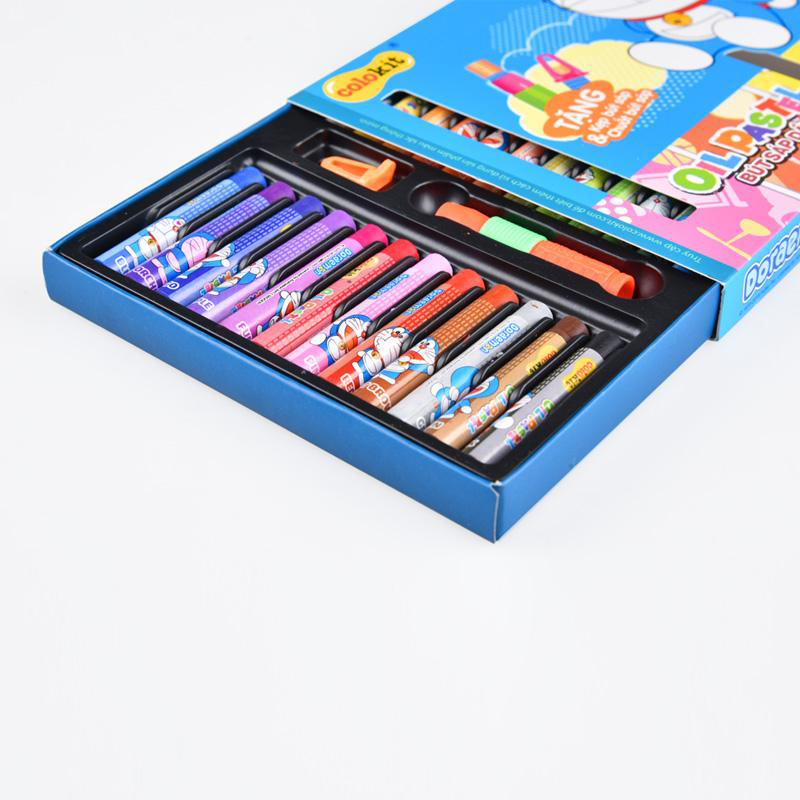 Bút sáp dầu Thiên Long 12 / 18 / 24 màu hộp giấy hình Doraemon OP-C07/DO- OP-C08/DO - OP-C09/DO