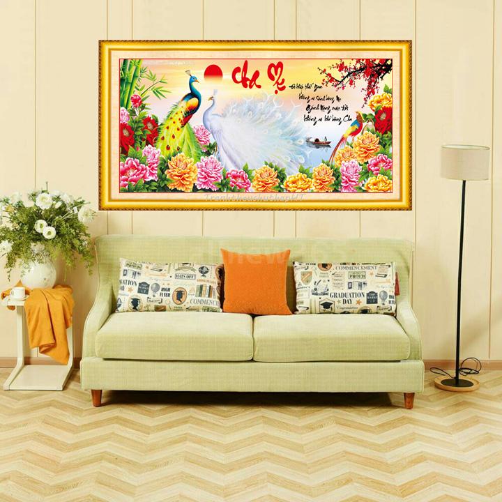 [HCM]Tranh đính đá cha mẹ VS059 - tự đính