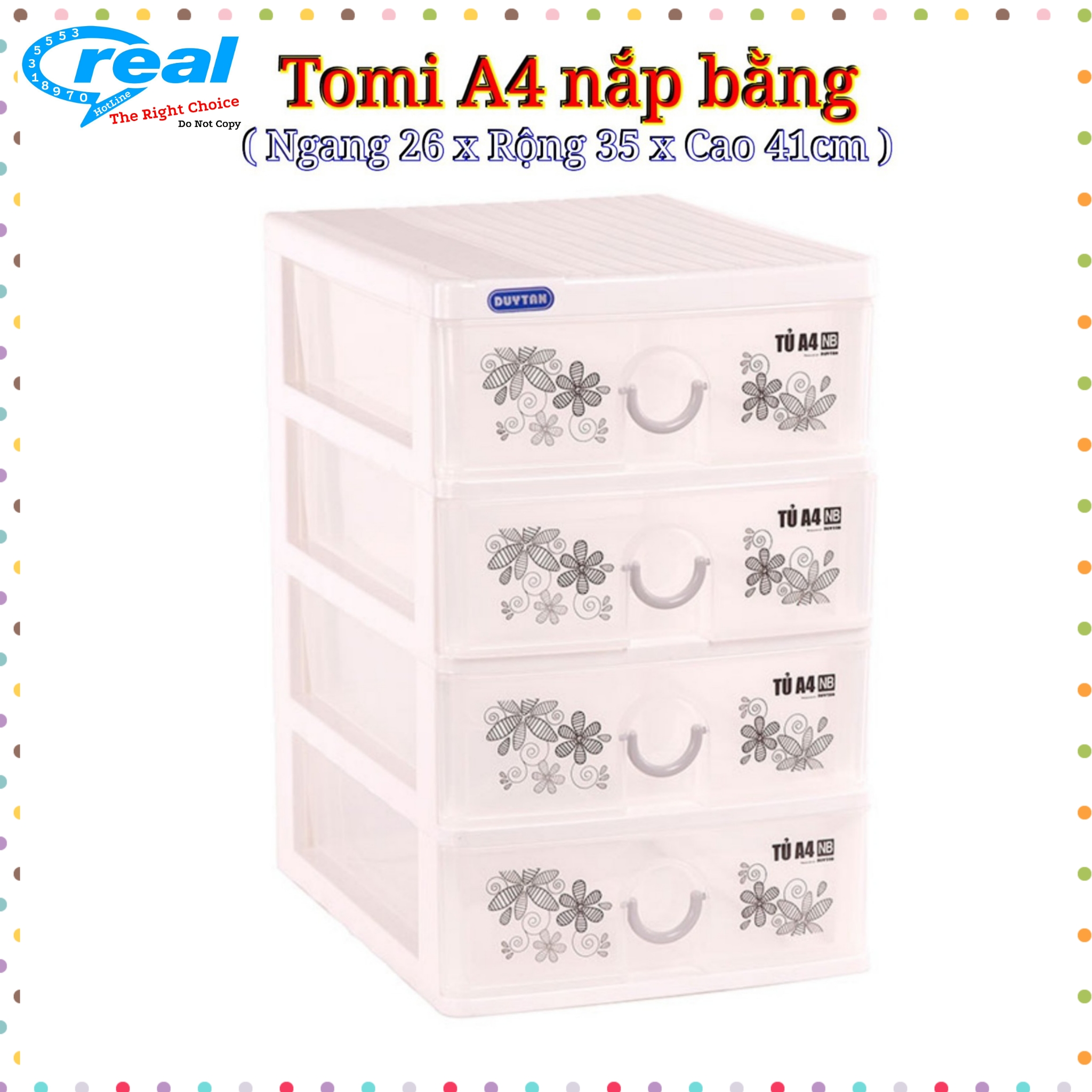 [HCM]Tủ nhựa duy tân TOMI A4 - 4 TẦNG đựng vừa khổ giấy A4