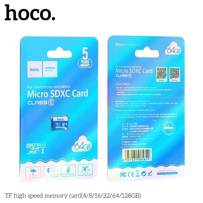 Thẻ Nhớ MICRO SDHC 8GB Hoco Class 10 90MB/S dùng lưu trữ nhạc và dữ liệu