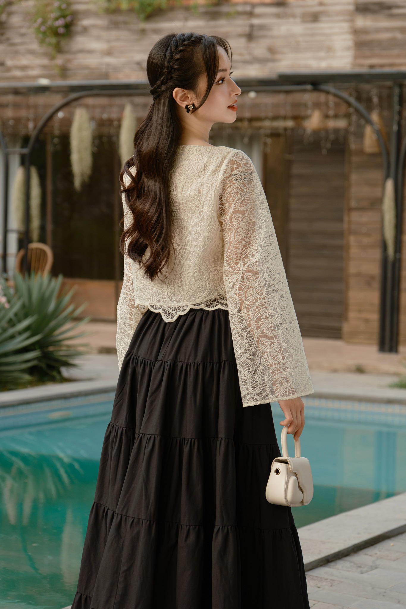 Voucher siêu sale 15% OLV - Chân váy xòe dài 2 màu Skirt