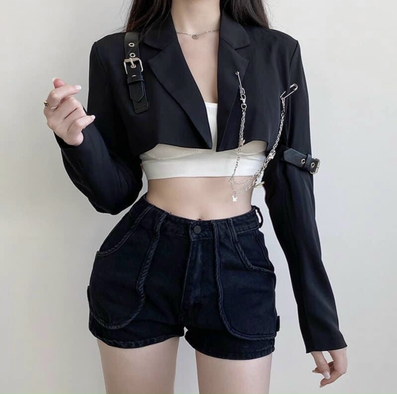 ÁO Vest Croptop Phối Xích