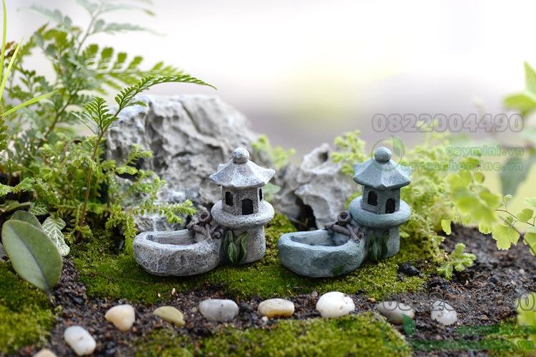Tháp đá đồ trang trí tiểu cảnh sân vườn trang trí hồ cá terrarium