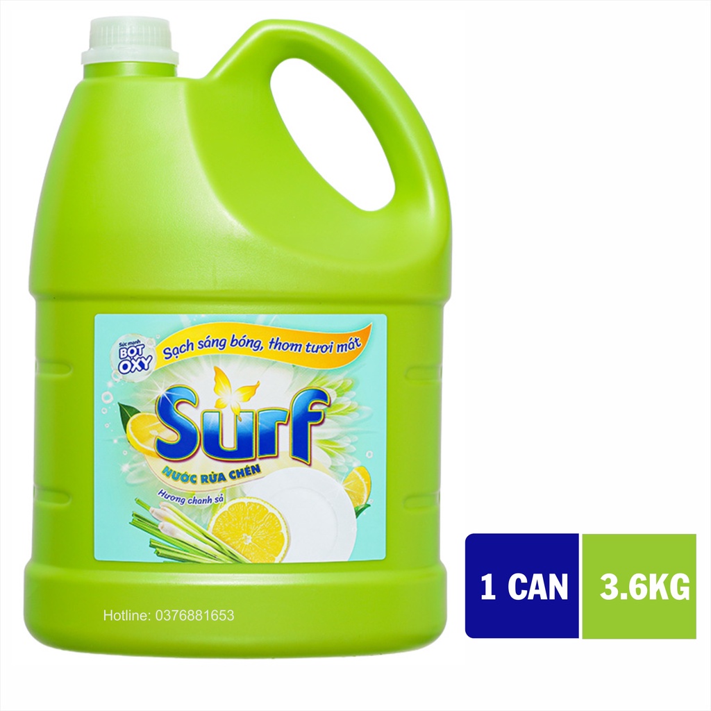 Nước Rửa Chén SURF can 3.6kg Hương Chanh Sả