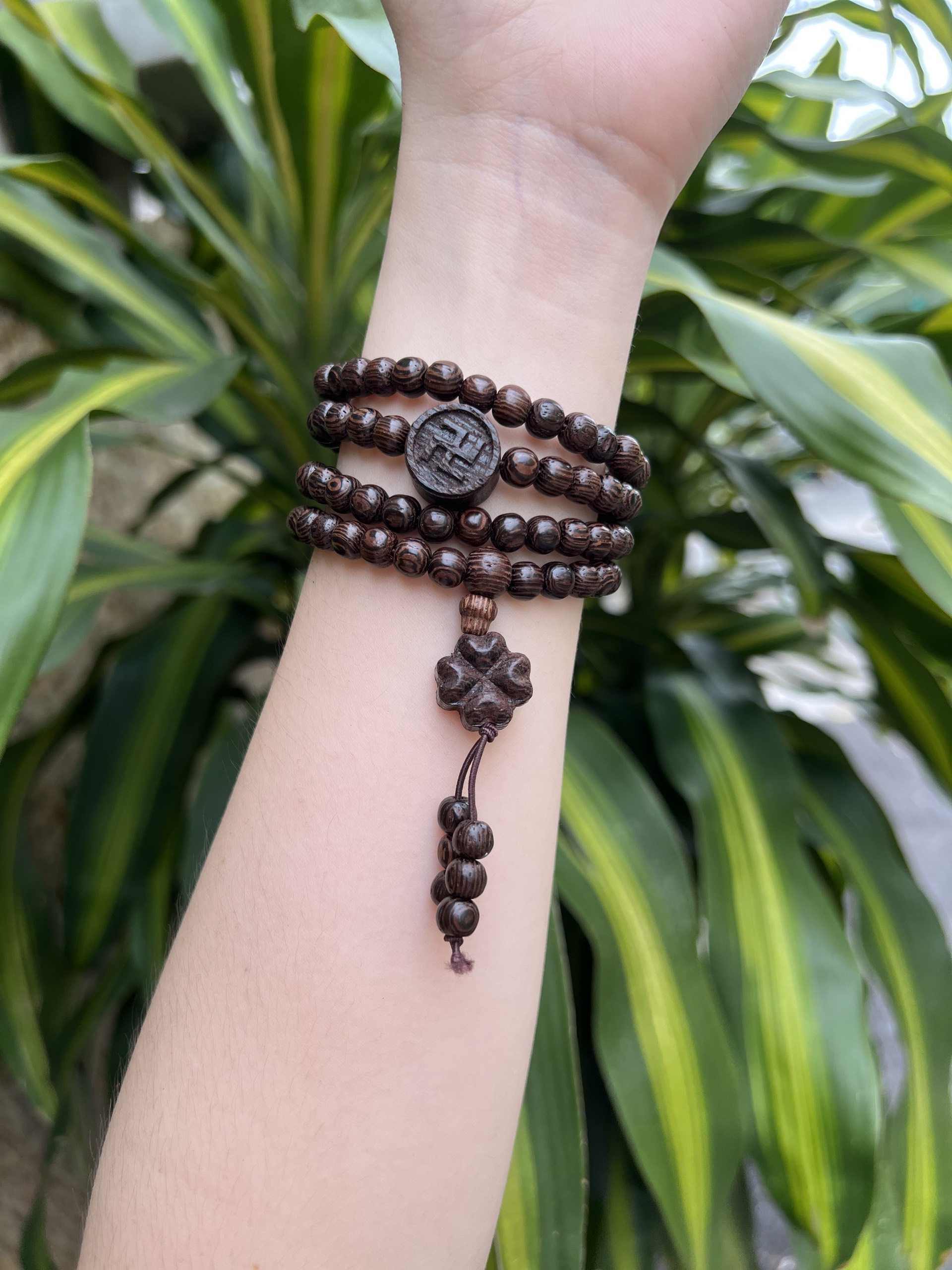 Chuỗi Trầm Hương 108 Hạt Mix Hoa Sen - Chuỗi Vòng Tay Phong Thủy Nam Nữ - Vòng Tay Trầm Hương