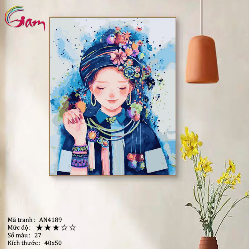 DIY Paint by numbers kit with frame for adults ethnic girl Painting For Wall Decor New Hobby And meaningful gift AN4189