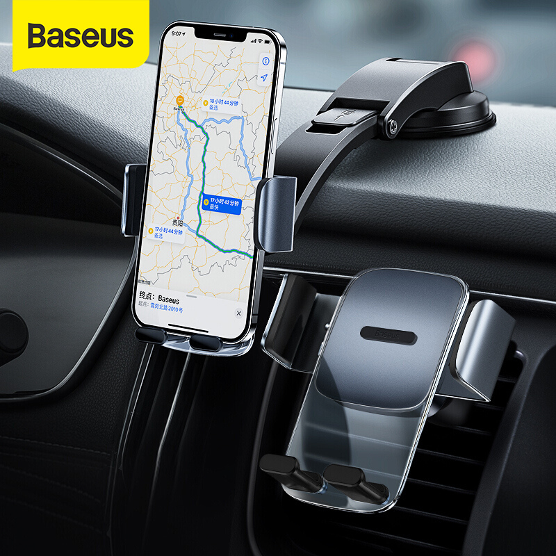 Baseus Trọng lực Giá đỡ điện thoại trên ô tô Ô tô cổ dài Giá đỡ điện thoại di động Kẹp lỗ thông hơi cho điện thoại 4,7-6,7 inch