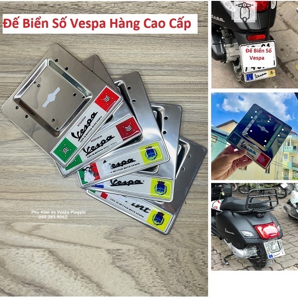 Đế Biển Số Inox Vespa Cờ ý