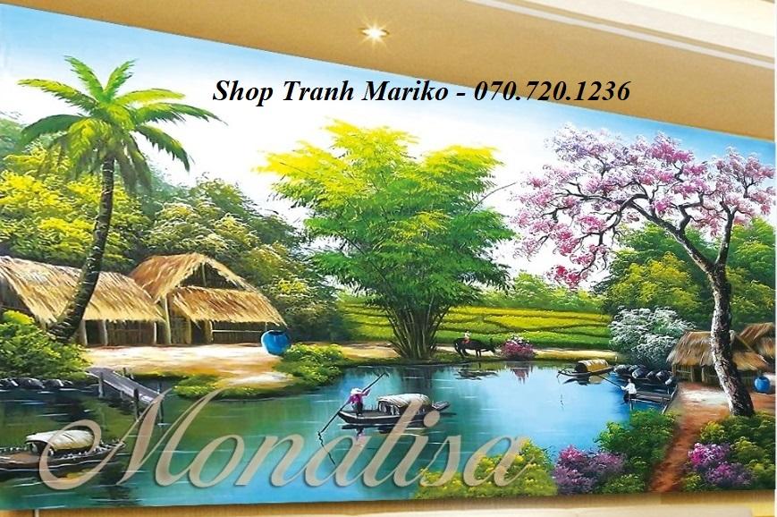 [HCM]Tranh Đính Đá Làng Quê Y8133 Kích thước :120x65cm